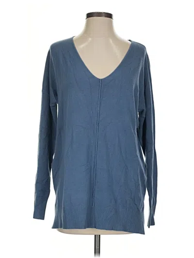 Pre-owned Zenana Long Sleeve Top Blue V-neck Tops