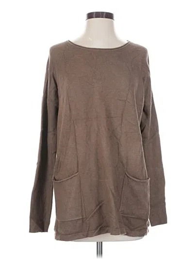 Pre-owned Zenana Long Sleeve Top Brown Boatneck Tops