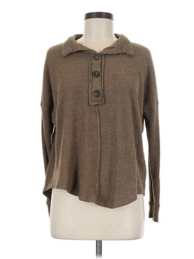 Pre-owned Zenana Long Sleeve Top Brown Cowl Neck Tops