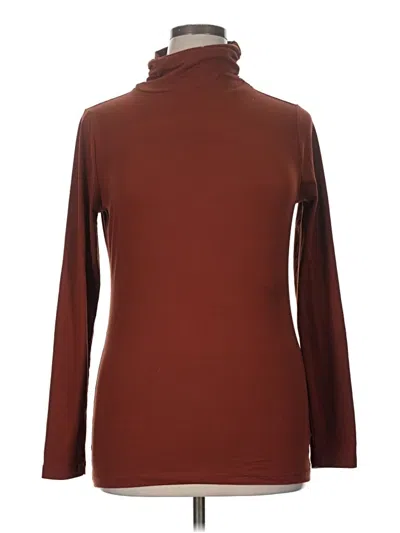 Pre-owned Zenana Long Sleeve Top Brown Turtleneck Tops