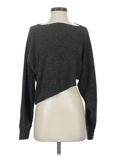 Pre-owned Zenana Long Sleeve Top Gray One Shoulder Neckline Tops