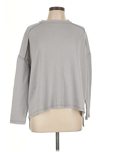 Pre-owned Zenana Long Sleeve Top Gray Turtleneck Tops