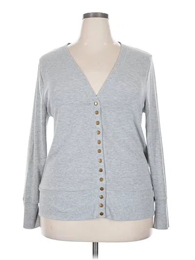 Pre-owned Zenana Long Sleeve Top Gray V-neck Tops