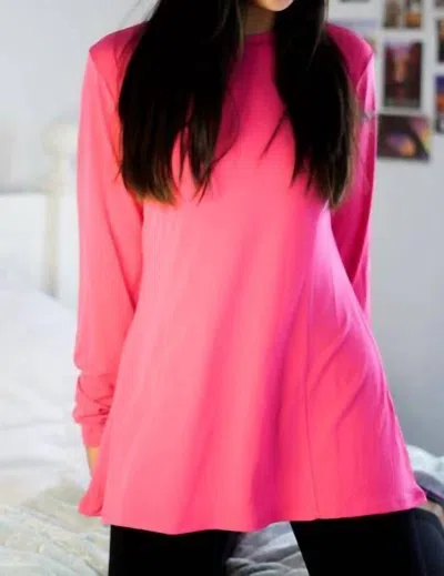 Zenana Long Sleeve Top In Hot Pink