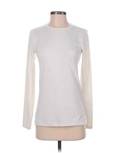 Pre-owned Zenana Long Sleeve Top Ivory Crew Neck Tops In White