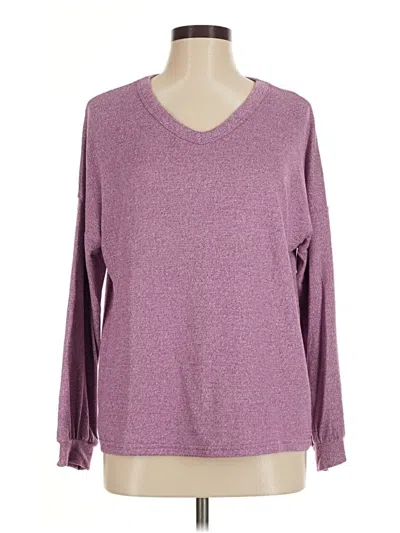Pre-owned Zenana Long Sleeve Top Purple V-neck Tops