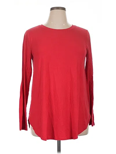 Pre-owned Zenana Long Sleeve Top Red Crew Neck Tops