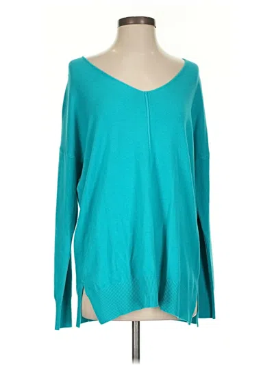 Pre-owned Zenana Long Sleeve Top Teal V-neck Tops