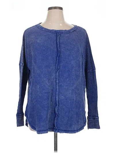 Pre-owned Zenana Long Sleeve T-shirt In Blue