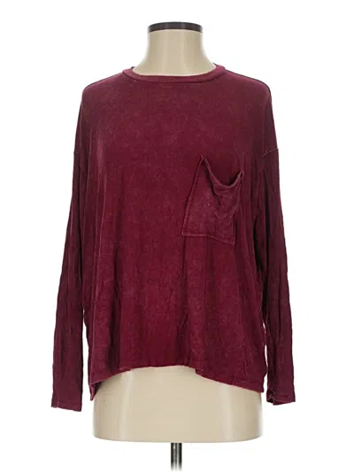 Pre-owned Zenana Long Sleeve T-shirt In Burgundy