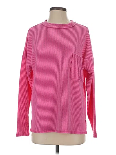 Pre-owned Zenana Long Sleeve T-shirt In Pink
