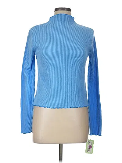 Pre-owned Zenana Long Sleeve Turtleneck In Blue