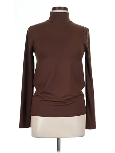 Pre-owned Zenana Long Sleeve Turtleneck In Brown