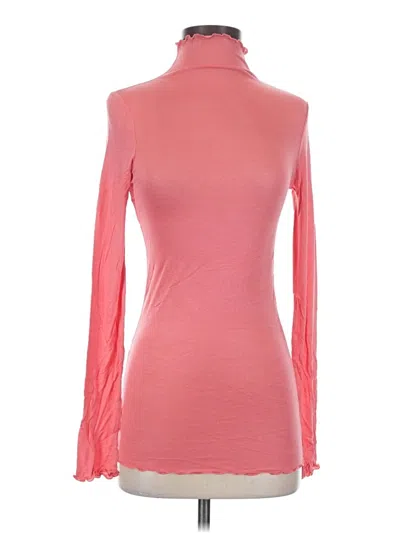 Pre-owned Zenana Long Sleeve Turtleneck In Pink