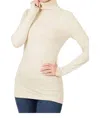 Zenana Luxe Rayon Turtleneck Top In Sand Beige In Multi