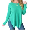 Zenana Melange Baby Waffle Long Sleeve Top In Kelly Green In Green