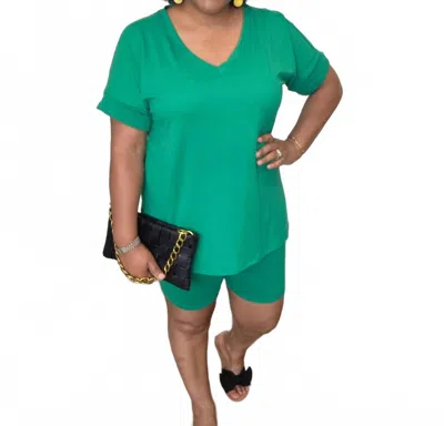 Zenana Microfiber Biker Short Sets In Green
