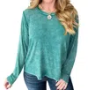 Zenana Mineral Wash Ribbed Scoop Neck Top In Hunter Green In Blue