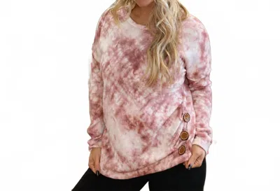 Zenana Mocha Blush Tie Dye Sweater In Pink