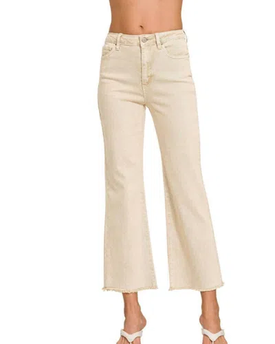 Zenana Morgan Cropped Jeans In Sand In Neutral