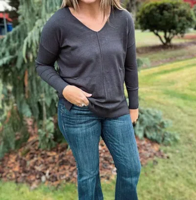 Zenana Murphy Sweater In Charcoal In Animal Print