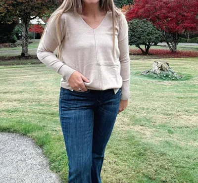 Zenana Murphy Sweater In Heather Light Mocha In Multi