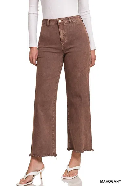 Zenana My Feelings Cropped Pants In Mahogany