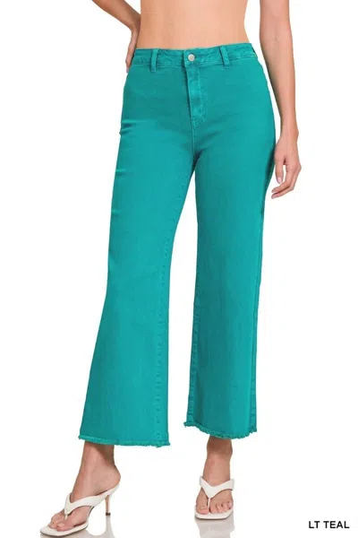 Zenana My Feelings Cropped Pants In Teal
