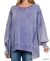 Zenana Ocean Drift Lounge Pullover Top In Marlin In Multi