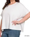 Zenana Olivia Ribbed Top In Off White In White