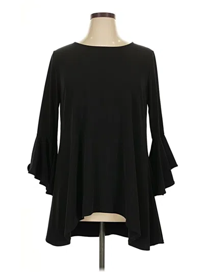 Pre-owned Zenana Outfitters 3/4 Sleeve Top Black Keyhole Neckline Tops