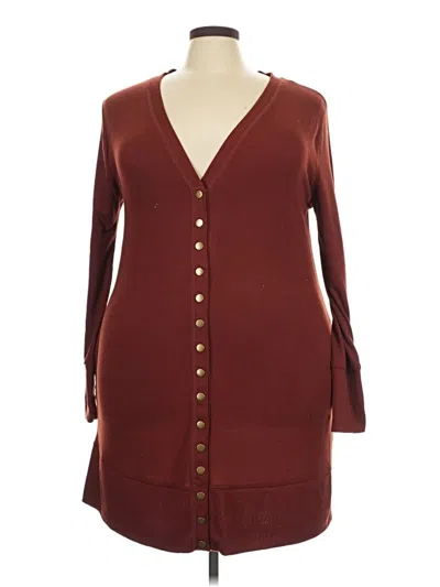 Pre-owned Zenana Outfitters Cardigan Sweater In Burgundy