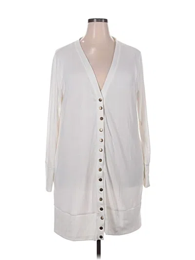 Pre-owned Zenana Outfitters Cardigan Sweater In White
