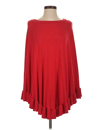 Pre-owned Zenana Outfitters Poncho In Red