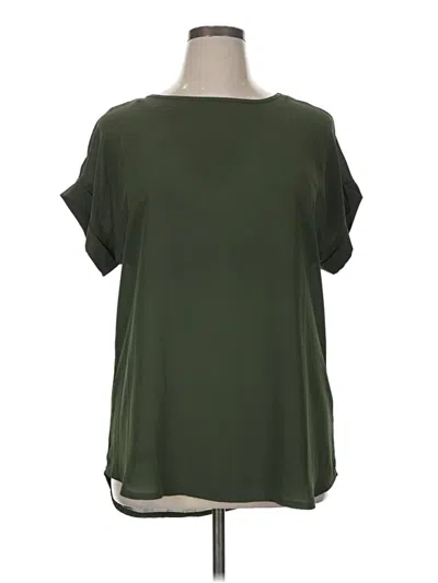 Pre-owned Zenana Outfitters Short Sleeve Blouse In Green