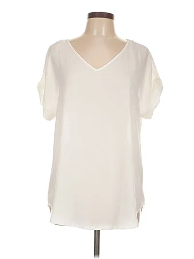 Pre-owned Zenana Outfitters Short Sleeve Blouse In White
