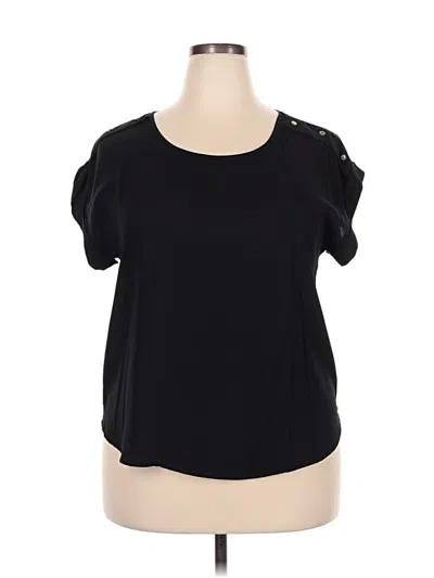 Pre-owned Zenana Outfitters Short Sleeve Top Black Cold Shoulder Neckline Tops