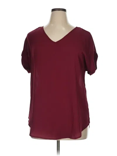 Pre-owned Zenana Outfitters Short Sleeve Top Burgundy V-neck Tops