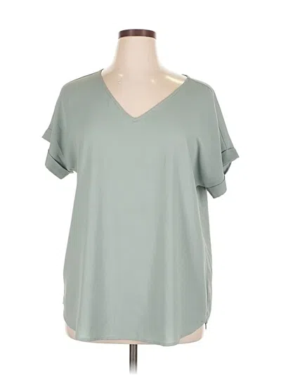 Pre-owned Zenana Outfitters Short Sleeve Top Green V Neck Tops