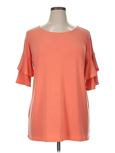 Pre-owned Zenana Outfitters Short Sleeve Top Orange Cold Shoulder Neckline Tops