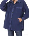 Zenana Oversized Basic Fleece Shacket In Light Navy In Multi