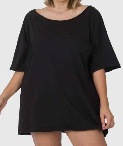 Zenana Oversized Boyfriend Tee In Black