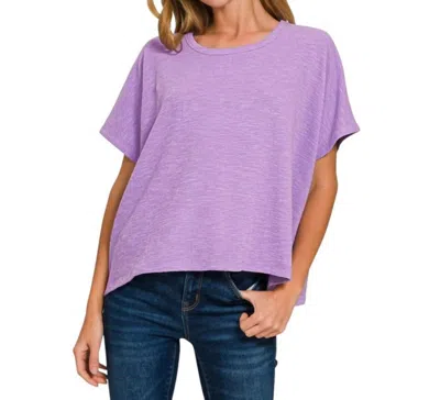 Zenana Oversized Slub Tee In Lavender In Purple
