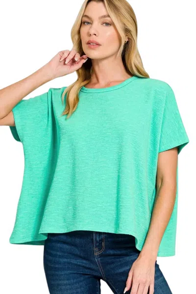 Zenana Oversized Slub Tee In Mint In Green