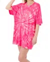 Zenana Oversized Tie Dye Shirts In Fuchsia