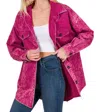 Zenana Oversized Vintage Washed Shacket In Magenta In Pink