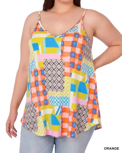 Zenana Patchwork Tank In Orange