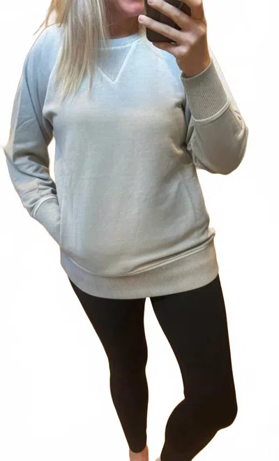 Zenana Pigment Dyed French Terry Pullover Sweater In Sleet In Gray