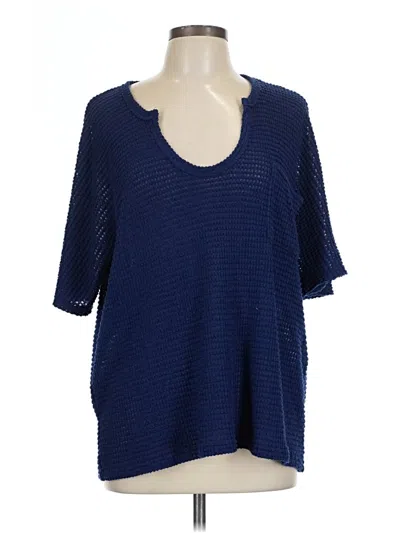 Pre-owned Zenana Poncho In Blue