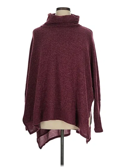 Pre-owned Zenana Poncho In Burgundy